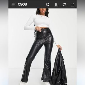 ASOS Hourglass black faux-leather flare pants **NEW, in packaging*